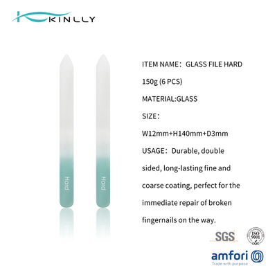 प्राकृतिक नाखून मखमली चिकनी सतह के लिए OEM ग्लास क्रिस्टल कील फ़ाइलें 6 पीसी