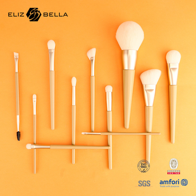 11 Pieces Nice Wooden Handle Beauty Makeup Brush Tools,Aluminium Ferrule कॉस्मेटिक ब्रश,सिंथेटिक हेयर ब्रश किट