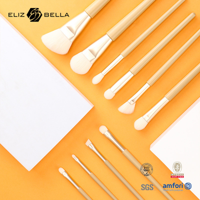 11 Pieces Nice Wooden Handle Beauty Makeup Brush Tools,Aluminium Ferrule कॉस्मेटिक ब्रश,सिंथेटिक हेयर ब्रश किट